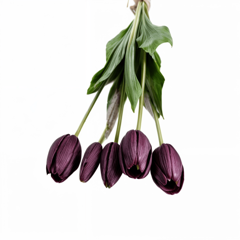 Bouquets de Tulipes artificielle en Silicone Violet foncée