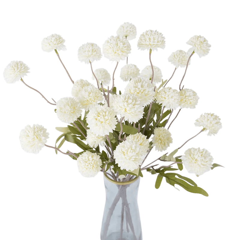 Branche multi-fleurs de chrysanthèmes pompon artificielle Blanc