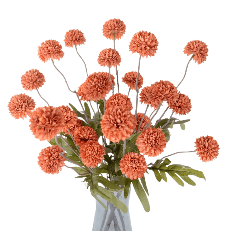 Branche multi-fleurs de chrysanthèmes pompon artificielle Orange rouille